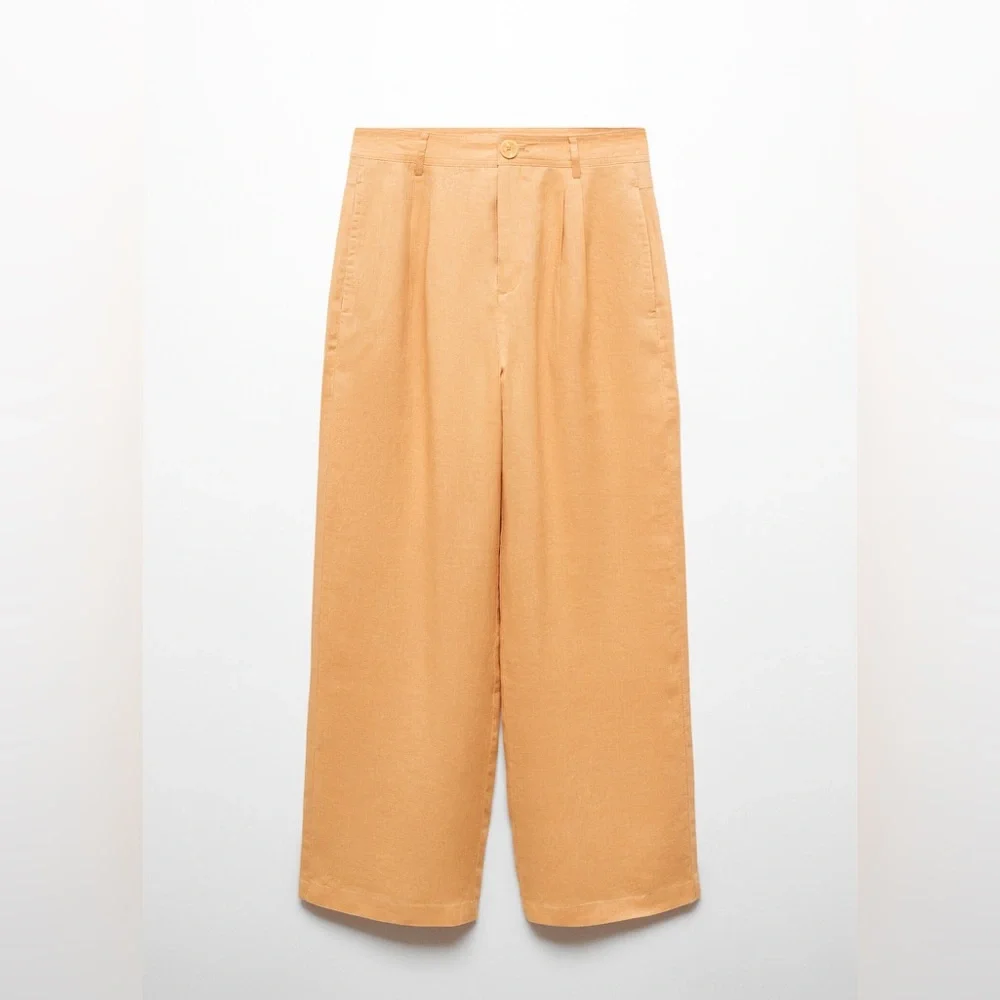 Mango Wide Leg Orange Pants for Women - Picture 3 of 11